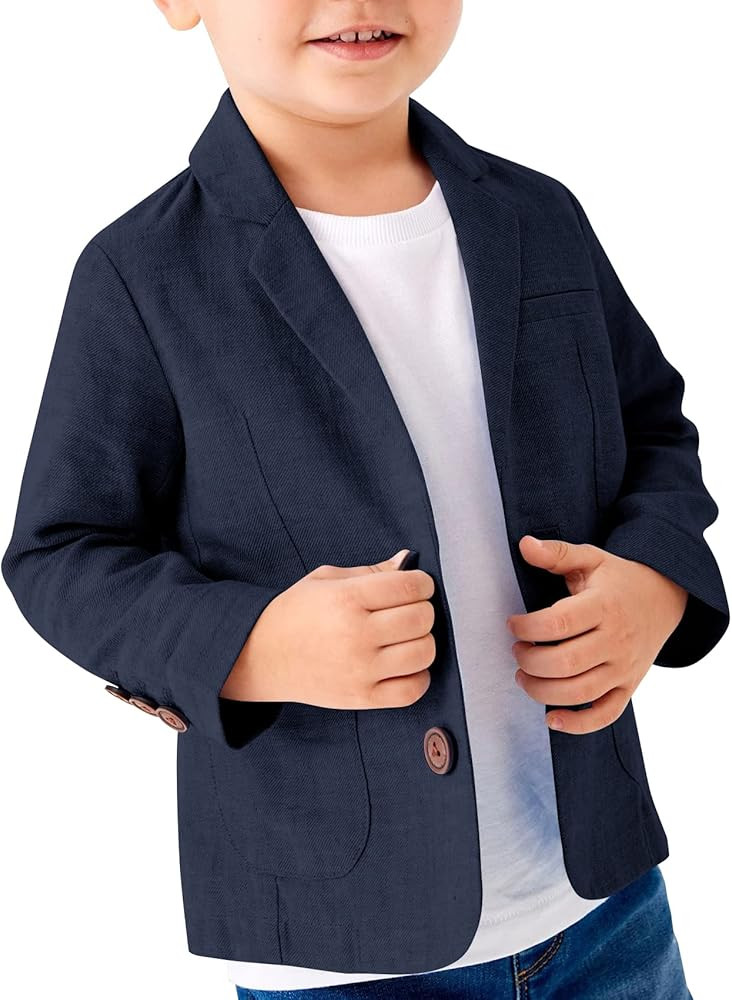 Toddler Boys' Blazer Jackets Lightweight Stylish Two Buttons Solid School Suit Casual Sport Coat | Amazon (US)