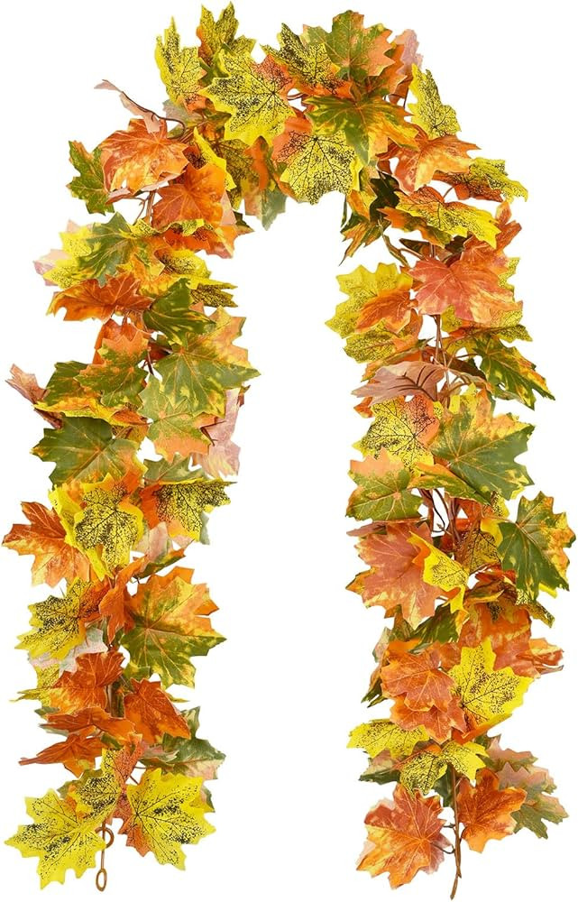 Lvydec 2 Pack Fall Maple Garland Clearance - 5.9ft/Strand Artificial Fall Garlands Assorted Color... | Amazon (US)
