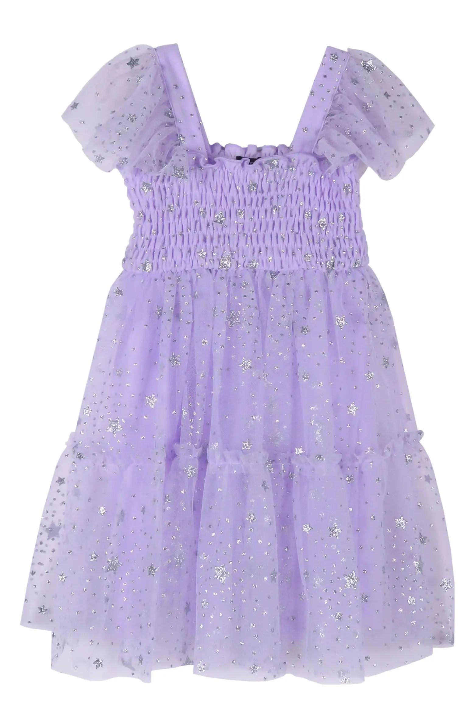 Zunie Kids' Smocked Tiered Flutter Sleeve Dress | Nordstrom | Nordstrom