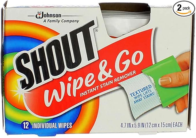 Shout Wipe & Go Instant Stain Remover Wipes 12 ea (Pack of 2) | Amazon (US)
