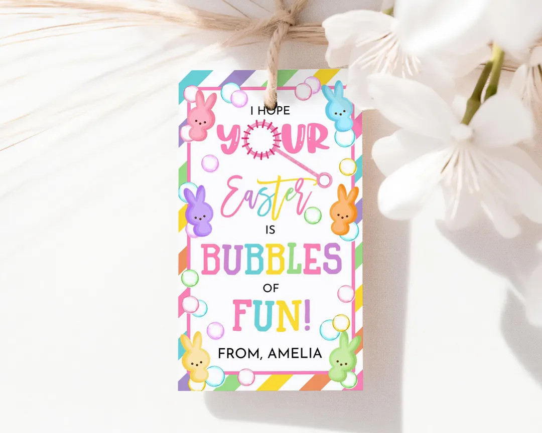 Hope Your Easter is Bubbles of Fun Happy Easter Gift Tag Kids Preschool School Teacher Classroom ... | Etsy (US)