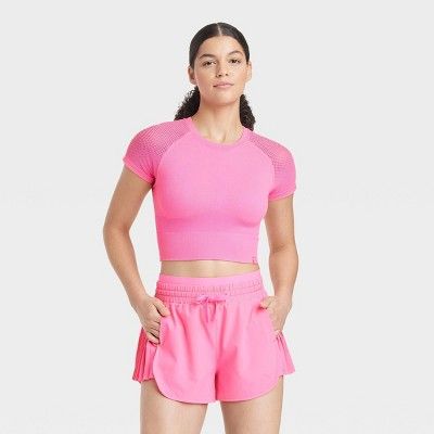 Women's Seamless Crop Short Sleeve Shirt - JoyLab™ Pink S | Target