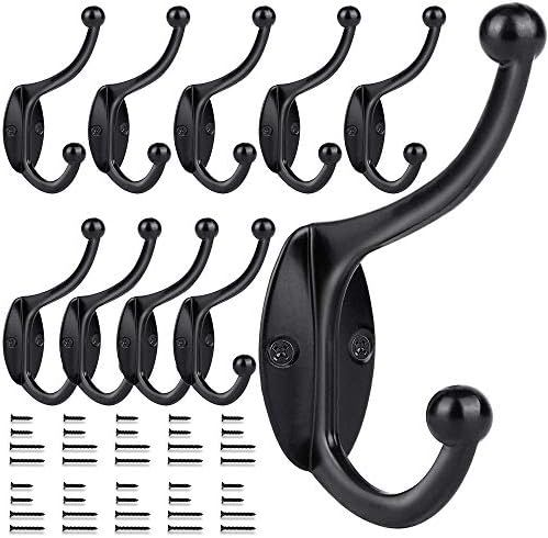 E-Senior 10 Pack Wall Hooks Coat Hooks Towel Hook for Hanging Heavy Duty Hat Hook Double Wall Mou... | Amazon (US)