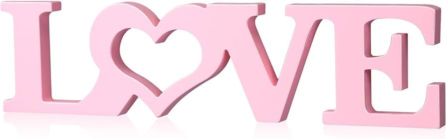 Kigley Valentine's Day Wooden Love Sign Table Decorations Wood Love Letters Love Decor Bridal Sho... | Amazon (US)