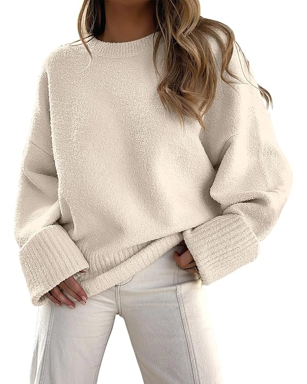 ANRABESS Women's Oversized Sweaters 2025 Long Sleeve Fuzzy Knit Casual Chunky Pullover Sweater Fa... | Amazon (US)