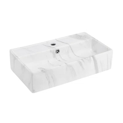 Claire 22" Rectangle Wall-Mount Bathroom Sink in White Marble | Wayfair North America