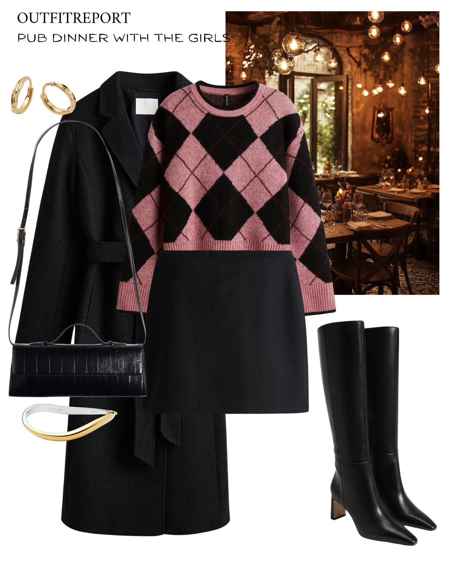 Pink sweater / mini skirt / black coat / knee high boots 

#LTKwinter #LTKeurope #LTKautumn