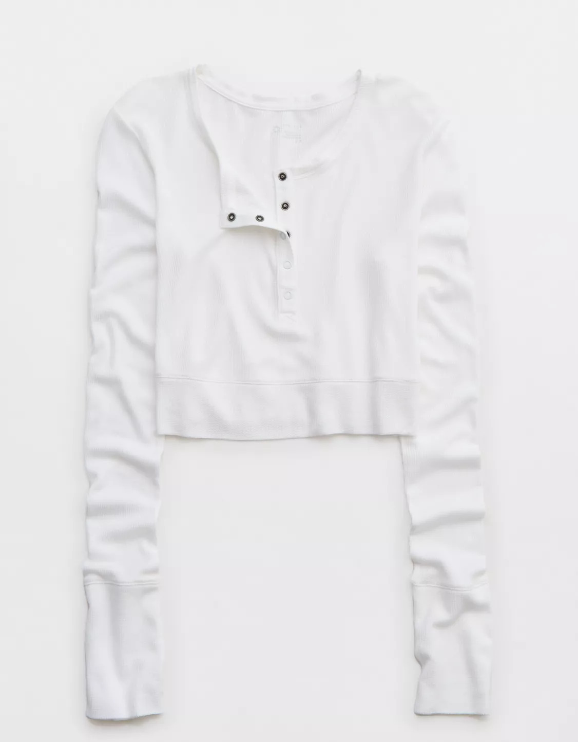 OFFLINE By Aerie Thumbs Up Waffle Henley Cropped T-Shirt | Aerie