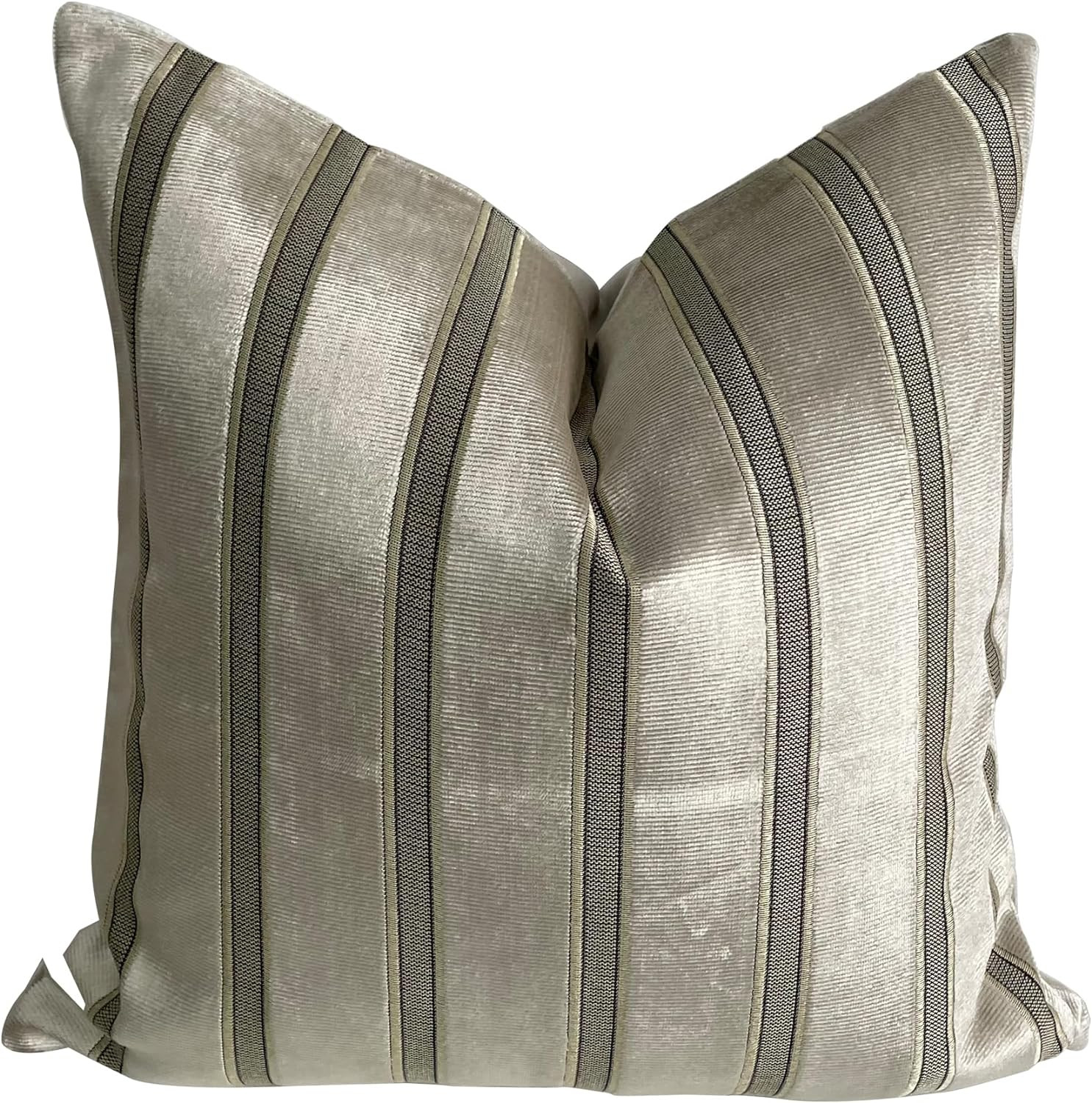 THE-TINOART Silver Gray Velvet Geometric Square Accent Throw Pillow Cover Stripes Cushion Case Mo... | Amazon (US)