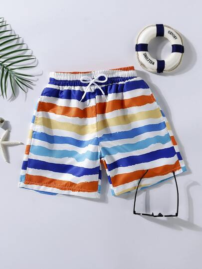 Boys Striped Drawstring Swim Shorts | SHEIN