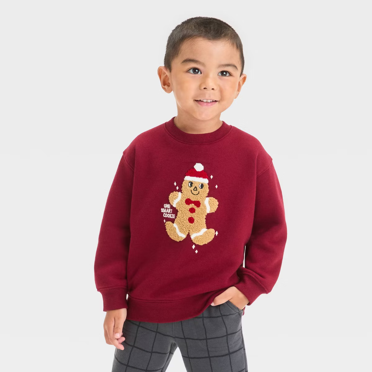 Toddler Boys' Gingerbread Fleece Crew Neck Sweatshirt - Cat & Jack™ Maroon | Target