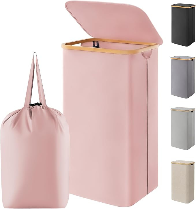 Lifewit 100L Wäschekorb mit Deckel, Wäschekörbe für Wäsche mit Bambus Griffe und Eine Abnehm... | Amazon (DE)