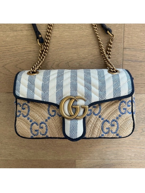Gucci GG Marmont Matelassé Raffia Shoulder Bag | Poshmark