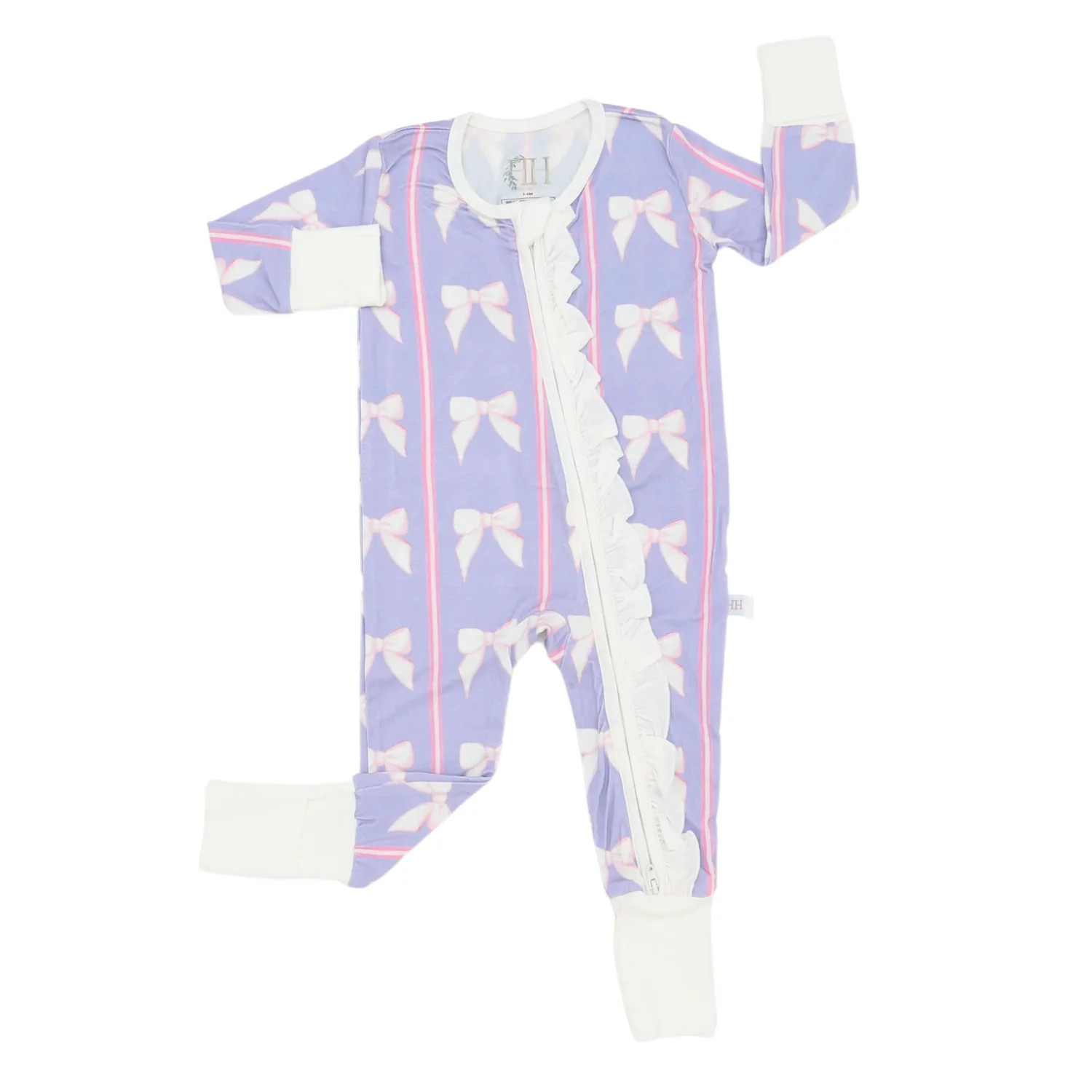 Girls Purple Bow Double Zipper Romper | Hamner Hill