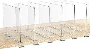 HBlife 6 Pack Closet Organizers and Storage, Clear Shelf Dividers, Vertical Purse Organizer for C... | Amazon (US)