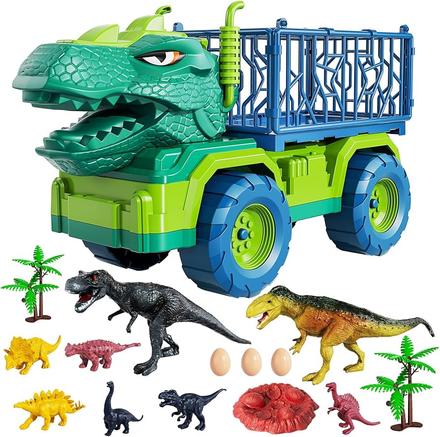 TEMI Dinosaur Truck Toys for Kids 3-5 Years, Tyrannosaurus Transport Car Carrier Truck with 8 Din... | Amazon (US)