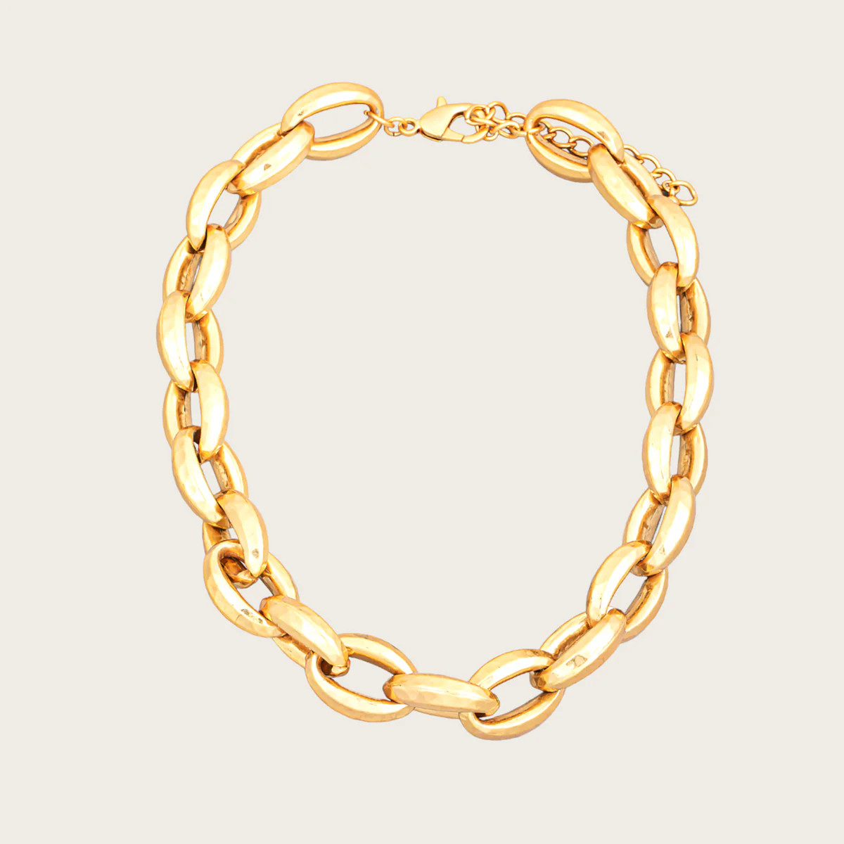 Alicia Bulky Gold Metallic Link Lightweight Necklace | Benaar La