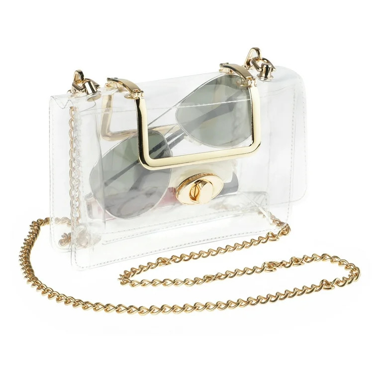 TSV Clear Shoulder Bag, Waterproof Clutch with Golden Chain Strap for Women and Men, Clear Crossb... | Walmart (US)