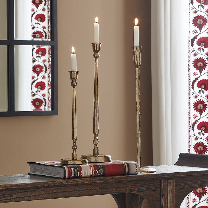 Edith Taper Candle Holders in Brass | Ballard Designs, Inc.