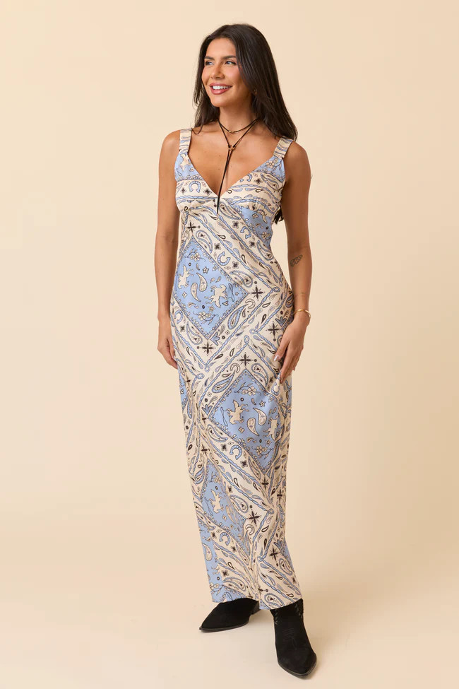 Skylar Blue Paisley Maxi Dress FINAL SALE | Pink Lily