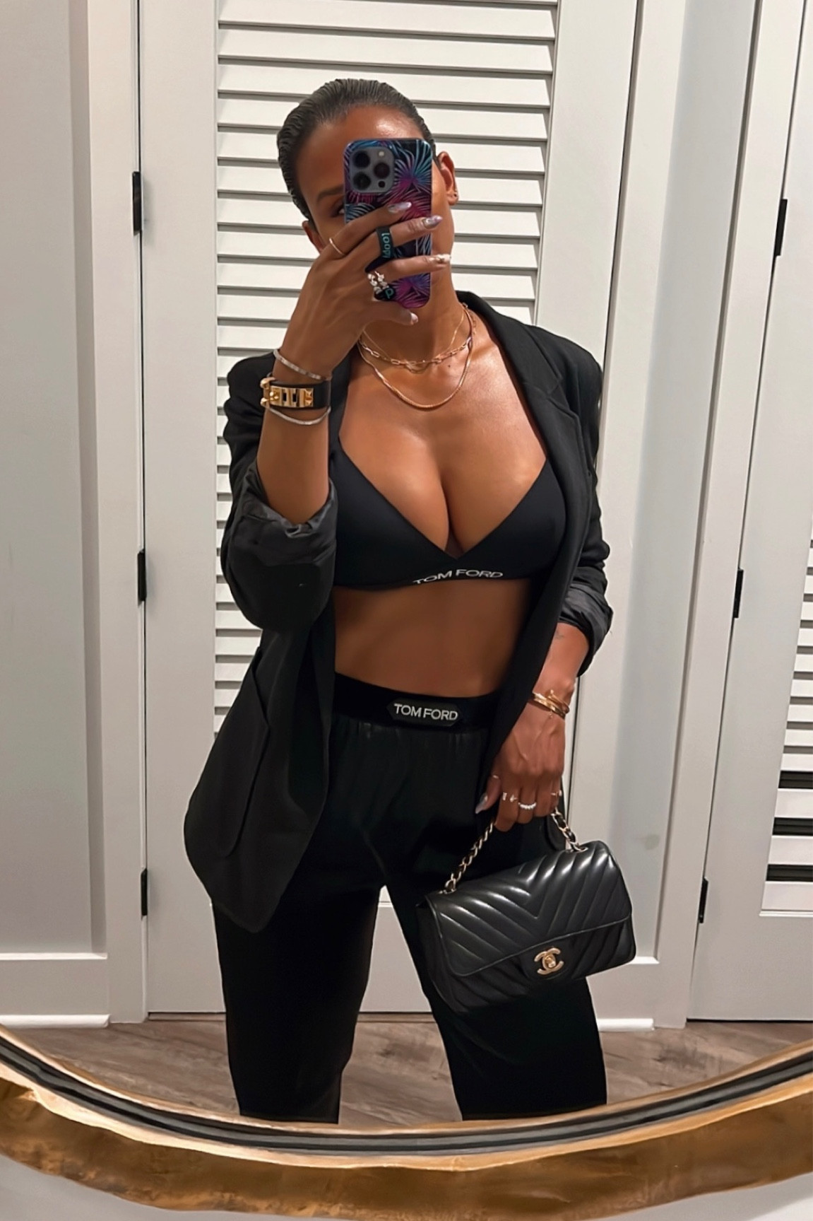 Black triangle bra paired with satin pants and a blazer 🖤

#LTKworkwear #LTKstyletip