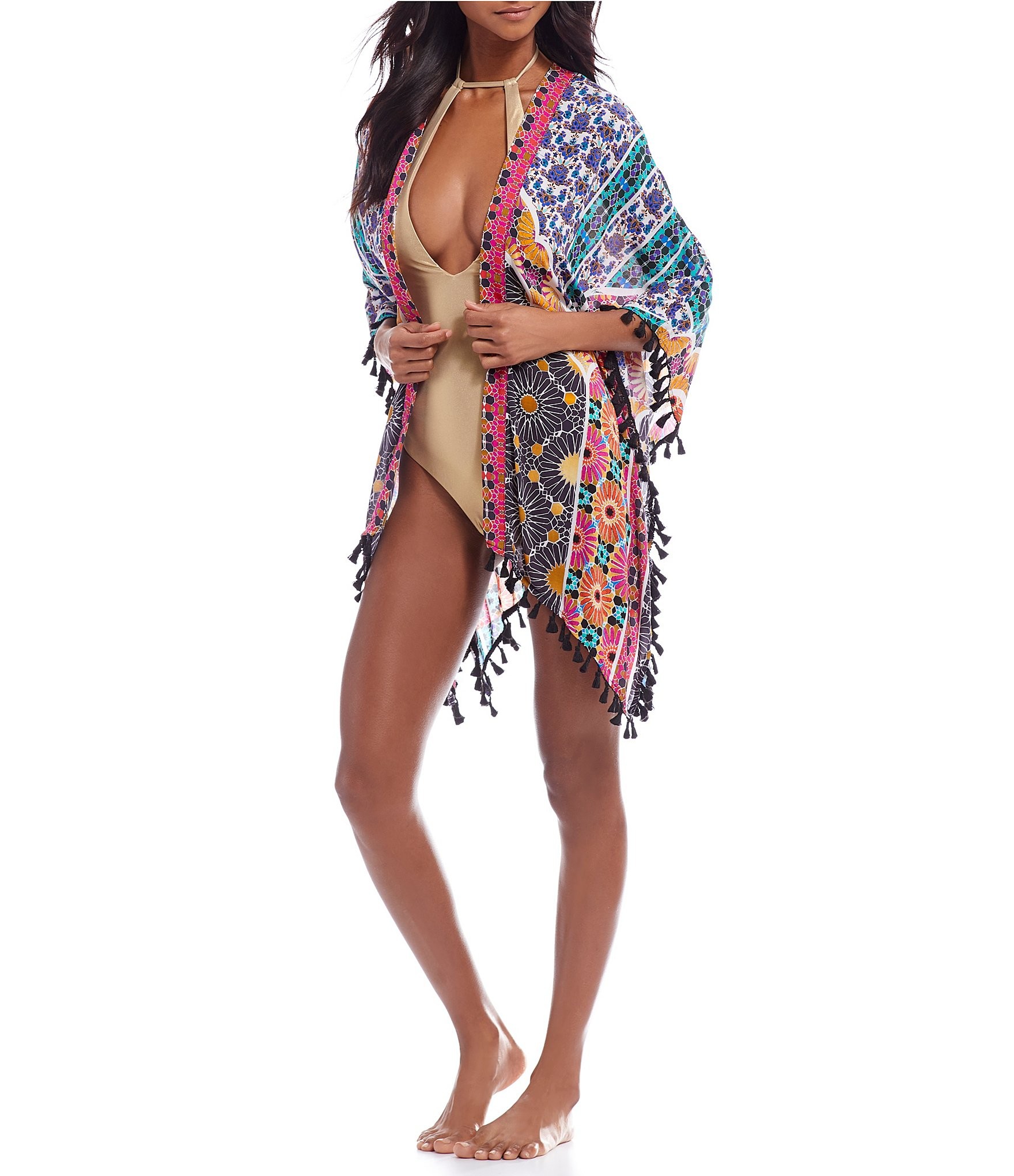Trina Turk Golden Medallion Kimono Swimsuit Cover-Up | Dillards Inc.