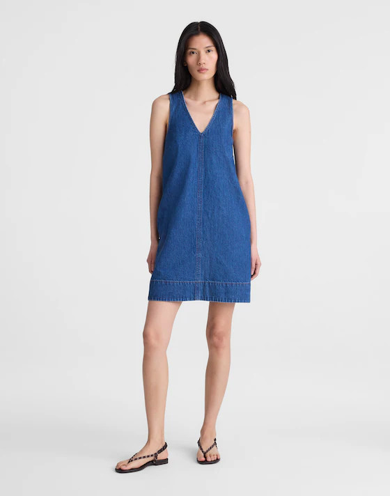 Denim V-Neck Sleeveless Mini Dress | Madewell