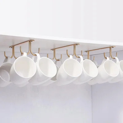 Under Cabinet Mug Rack, Holds 12 Coffee Cups – Space-Saving Hanging Cup Holder for Kitchen & Bar, Rust-Resistant Metal Organizer with Lid Storage | Wayfair North America