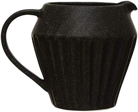 Creative Co-Op 14 oz. Stoneware, Reactive Glaze, Matte Black Finish Pitcher, 4.5" | Amazon (US)