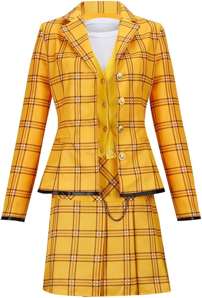 Women's Schoolgirl Plaid Blazer Skirt Halloween Costume Clueless Girl School Uniform Cosplay Delu... | Amazon (US)