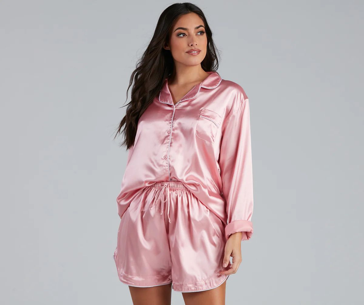 Bedtime Fave Satin Pajama Set | Windsor Stores