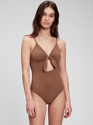 Recycled Bunny-Tie Cutout One-Piece Swimsuit | Gap (US)