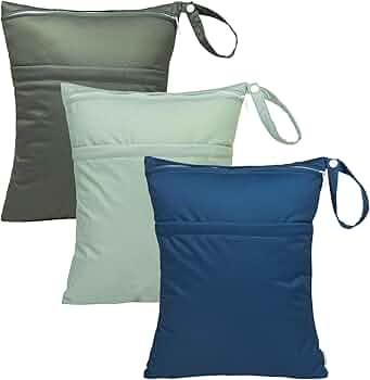 babygoal Wet Dry Bags for Baby Cloth Diapers 3 Pack, Washable Travel Bags, Beach, Pool, Gym Bag f... | Amazon (US)
