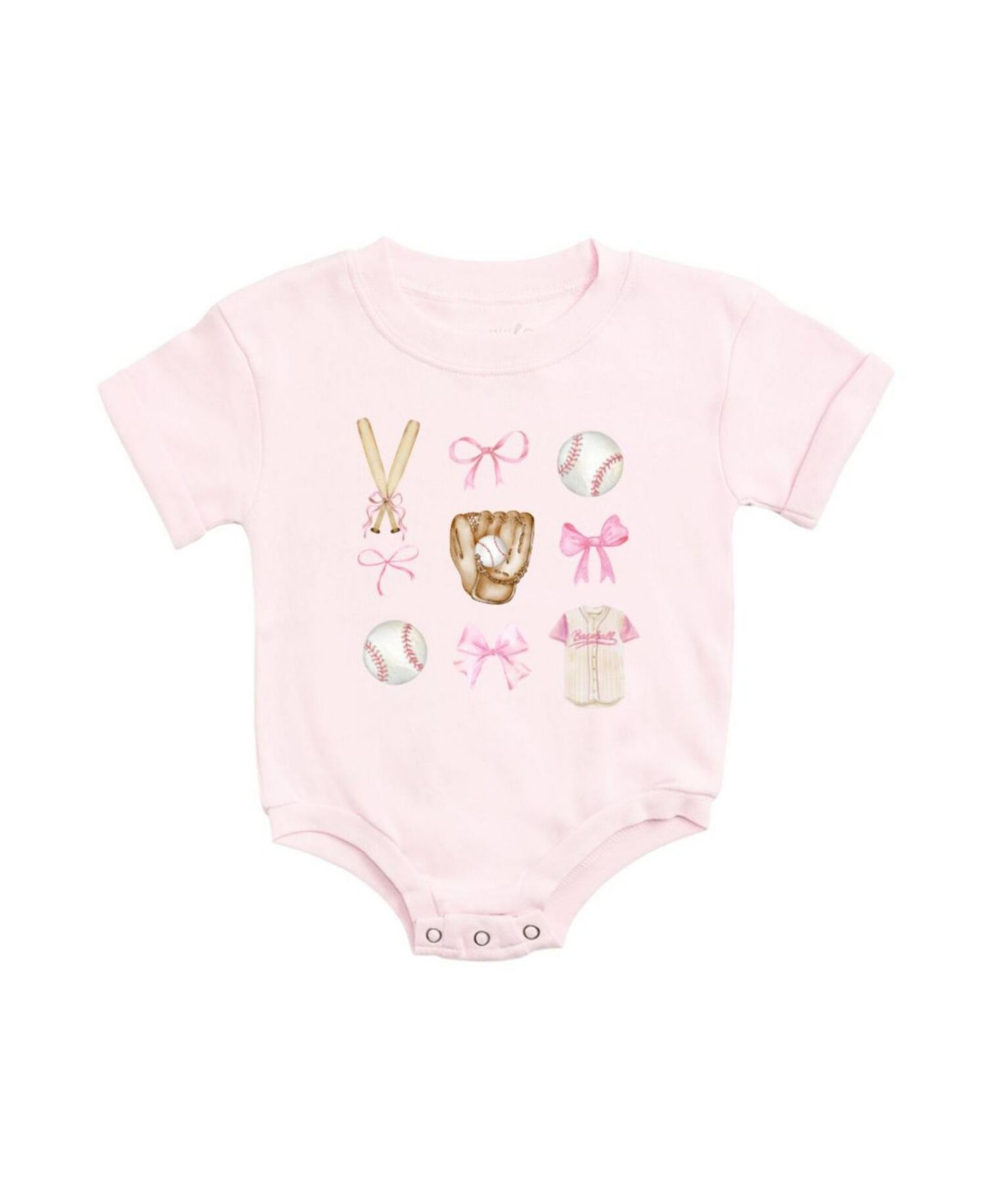 Sweet Wink Baby Girls Baseball Cutie Short Sleeve Romper - Ballet pink | Macy's