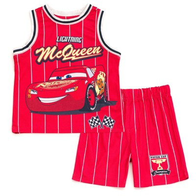 Disney Cars Lightning McQueen Toddler Boys Mesh Jersey Athletic Tank Top and Basketball Shorts Ou... | Target
