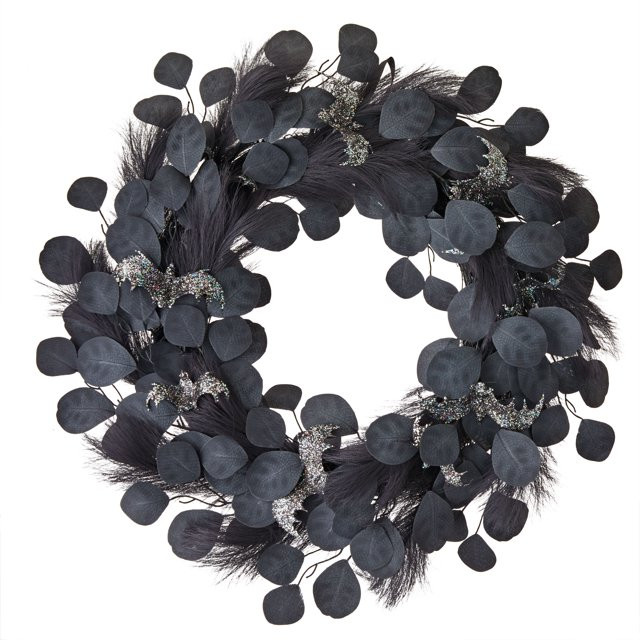 Halloween Black Bat Wreath Wall Décor by Way To Celebrate, 22" D - Walmart.com | Walmart (US)