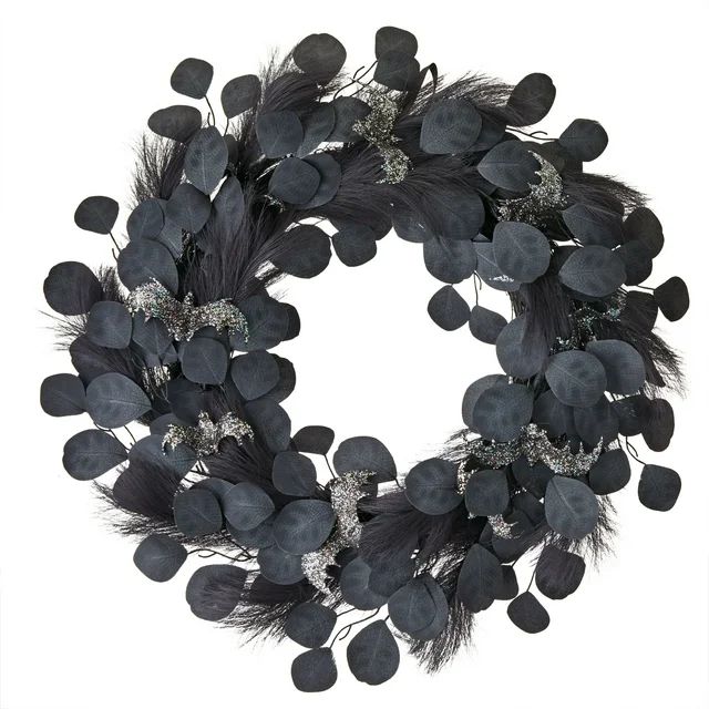 Halloween Black Bat Wreath Wall Décor by Way To Celebrate, 22" D - Walmart.com | Walmart (US)