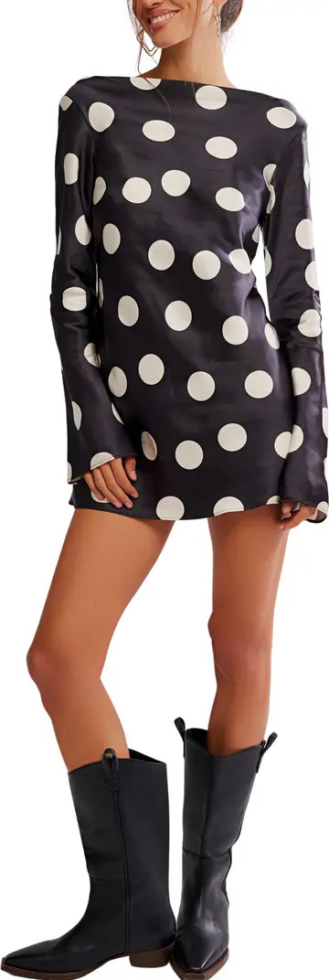 Free People Tigre Polka Dot Long Sleeve Satin Minidress | Nordstrom | Nordstrom