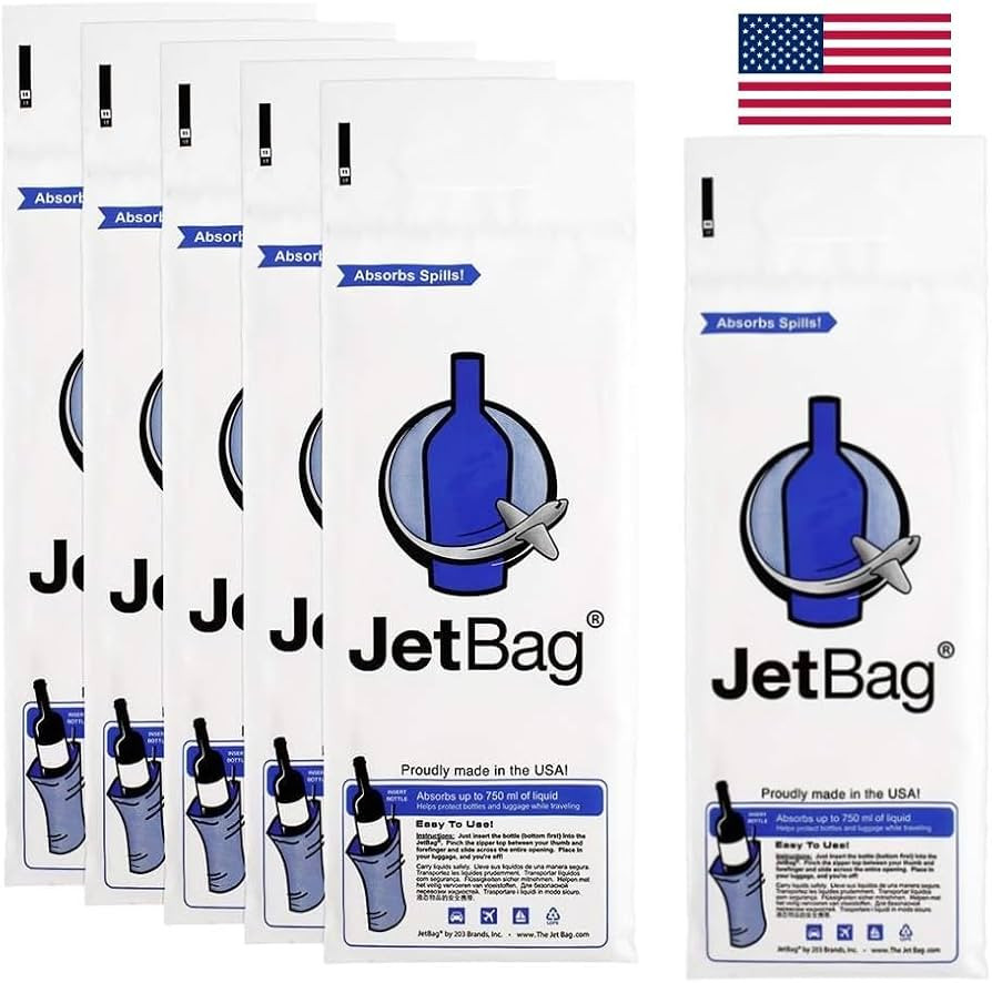 JetBag Bold - The Original ABSORBENT Wine Bottle Travel Protector Bags - Resusable Bottle Bags (6... | Amazon (US)