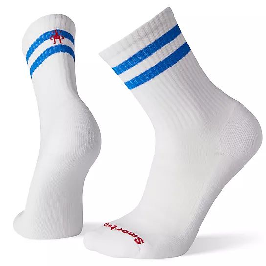 Smartwool Athletic Light Elite Stripe Crew Socks in Bright Blue size Small | Smartwool US