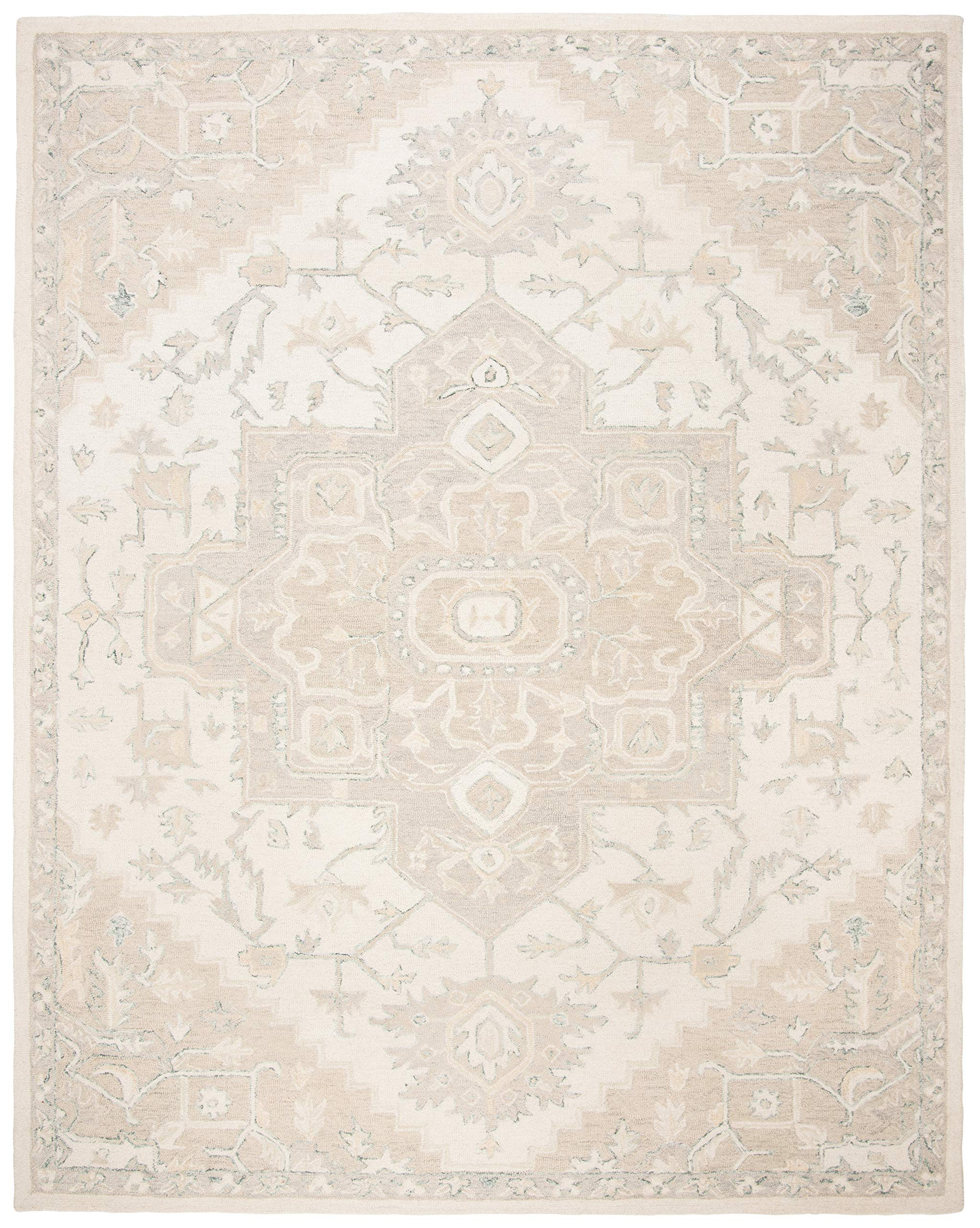 SAFAVIEH Micro-Loop Collection Area Rug - 8' x 10', Ivory & Beige, Handmade Shabby Chic Medallion... | Amazon (US)