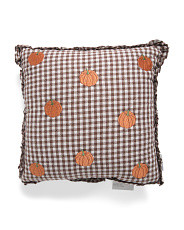 16x16 Pumpkin Gingham Ruffled Embroidery Pillow | Throw Pillows | Marshalls | Marshalls