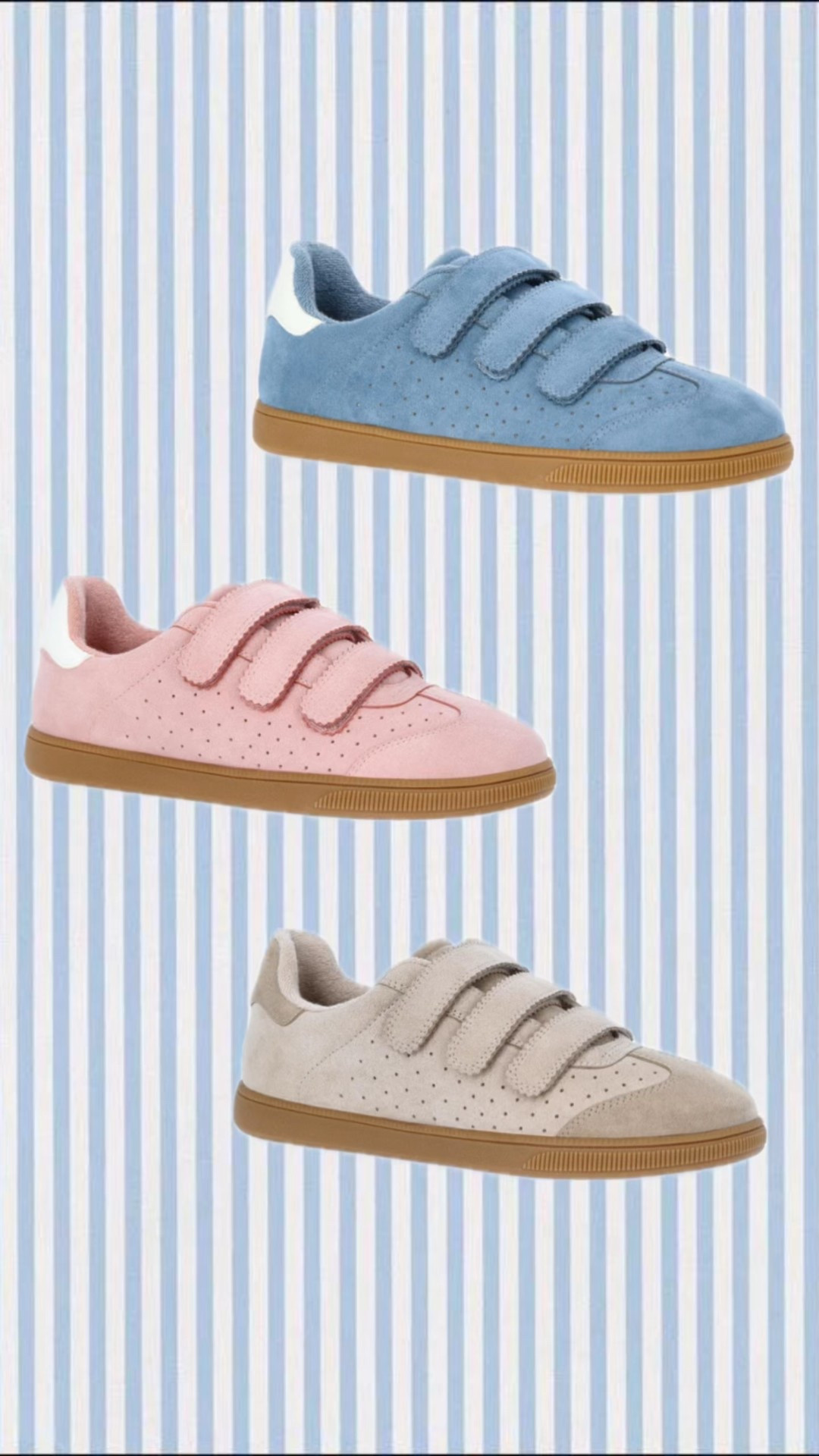 Soft suede Velcro sneakers in pastel shades that actually go with everything. Easy to slip on, comfy for all-day wear, and perfect for everyday outfits, errands, or playtime.

#LTKootd #LTKActive #LTKHome
