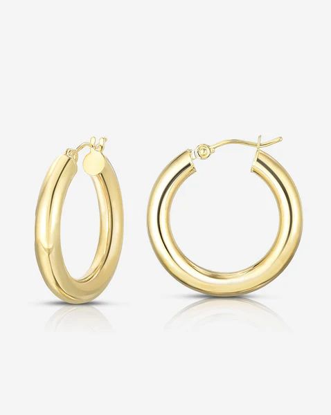 4 mm Gold Tube Hoops | Ring Concierge