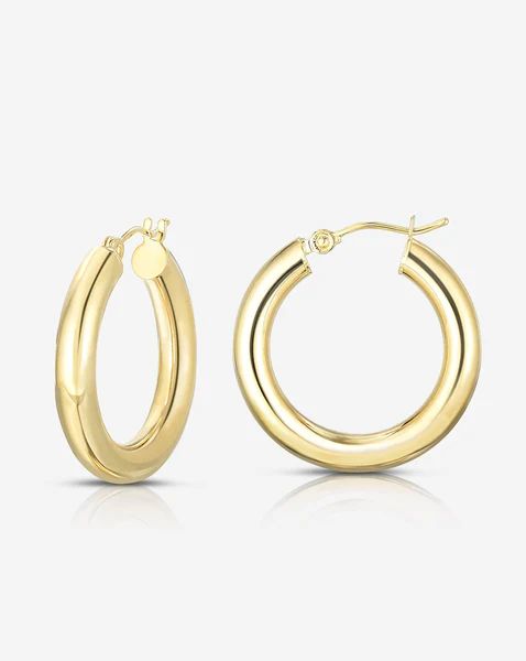 4 mm Gold Tube Hoops | Ring Concierge