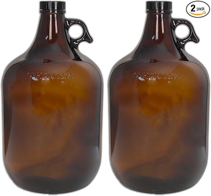 C-Store Packaging 1 Gallon (128oz) Amber Glass Jug With 38mm Cap - Pack of Two, Large | Amazon (US)