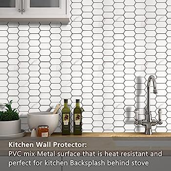 Vamos Tile Long Hexagon Peel and Stick Backsplash Tile - 10 Sheets Stick on Backsplash for Kitche... | Amazon (US)
