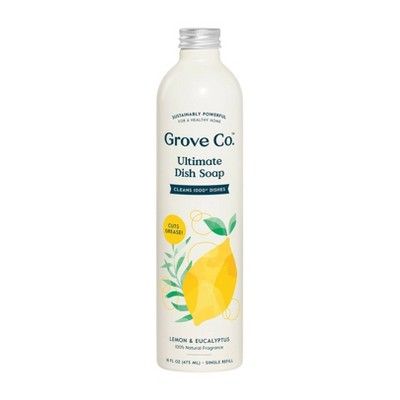 Grove Co. Ultimate Dish Soap Refill in Aluminum Bottle - Lemon & Eucalyptus - 16 fl oz | Target