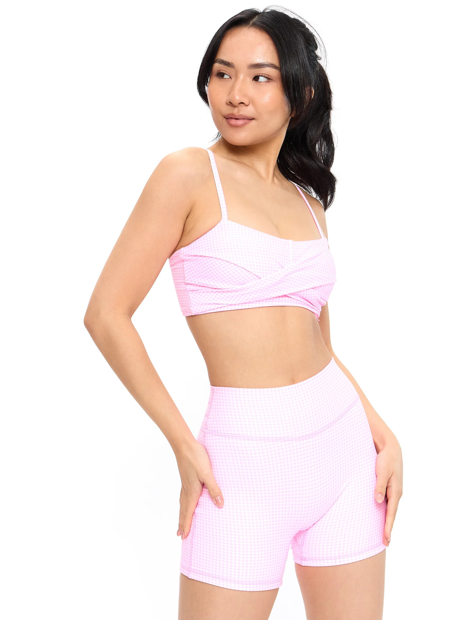 Ivy Wrap Sports Bra - Pink Gingham | Buffbunny Collection