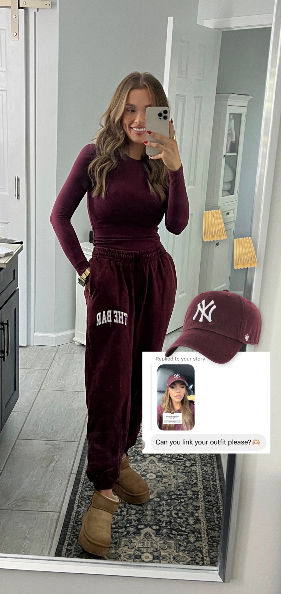 OOTD 
sweatpants size M 
shirt size XS

#LTKSeasonal #LTKFindsUnder100 #LTKCyberWeek